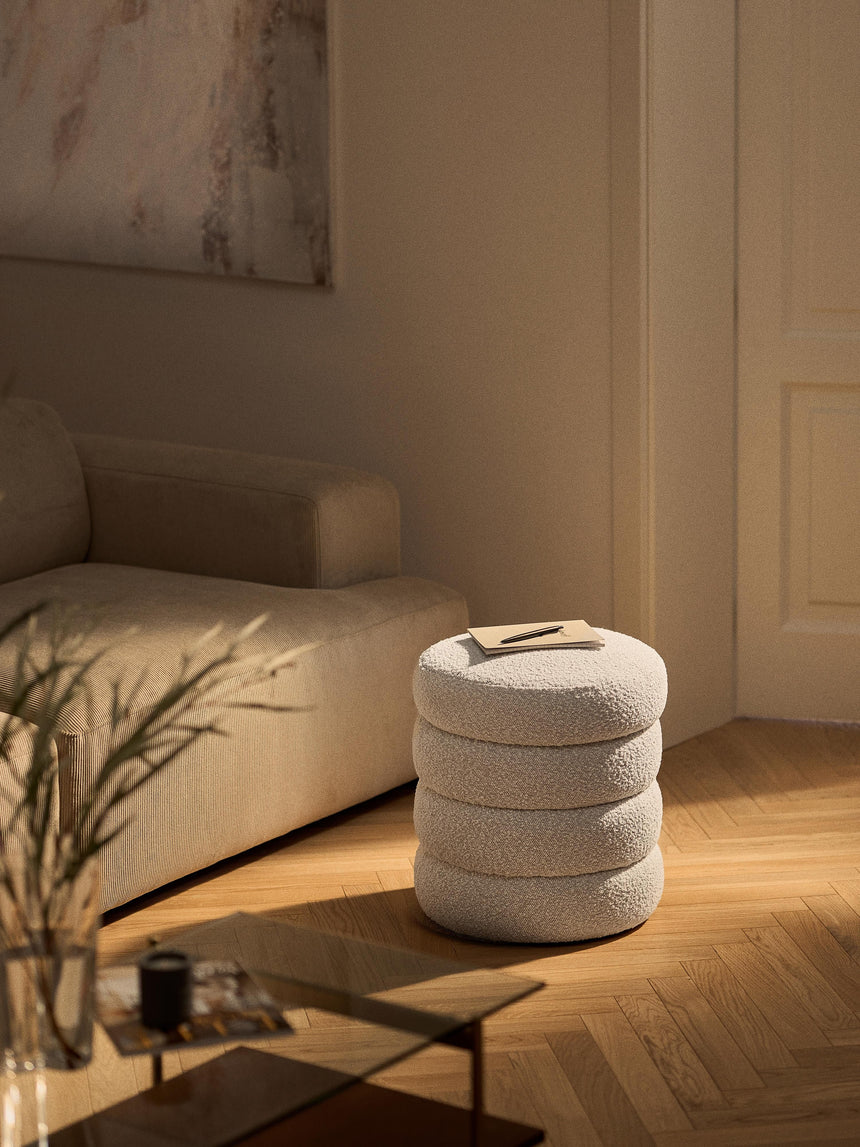 Beko Silindir Puf Kırık Beyaz Bukle