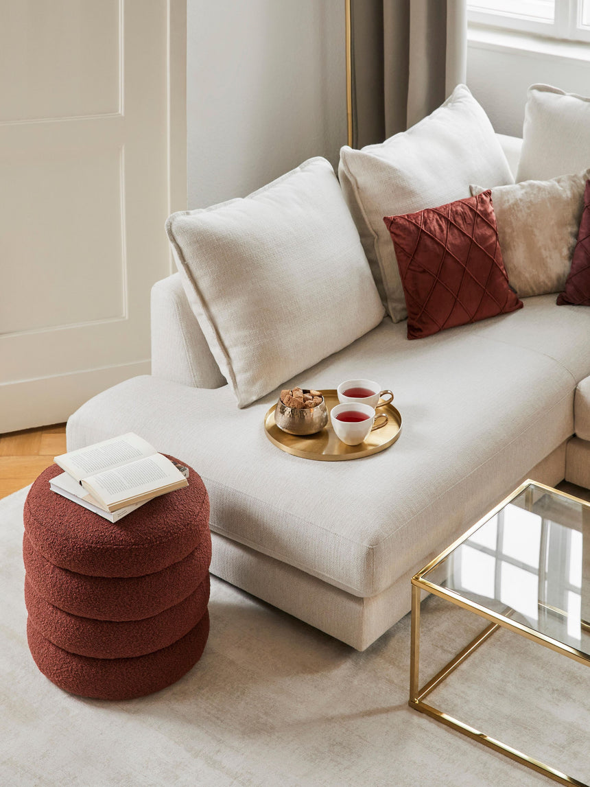 Beko Silindir Puf Şarap Kırmızısı Bukle