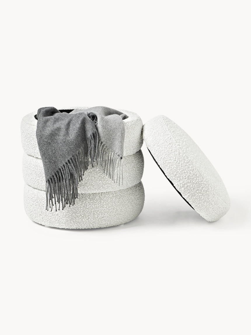 Beko Silindir Sandık Puf Kırık Beyaz Bukle