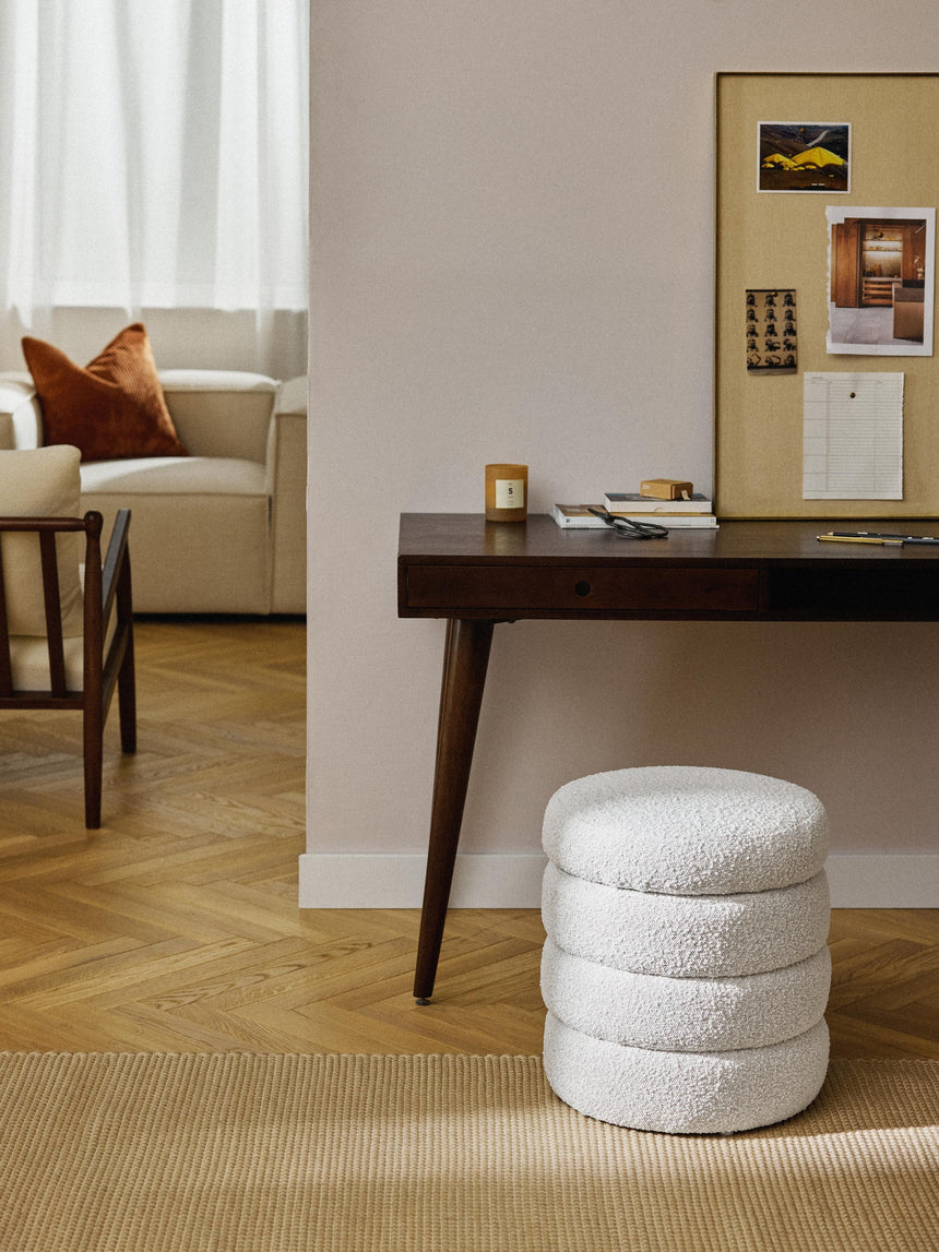 Beko Silindir Sandık Puf Kırık Beyaz Bukle