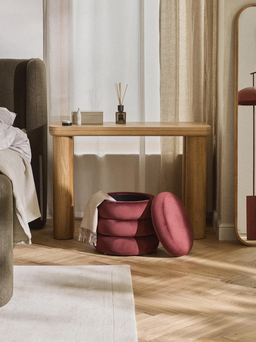 Beko Silindir Sandık Puf Şarap Kırmızısı