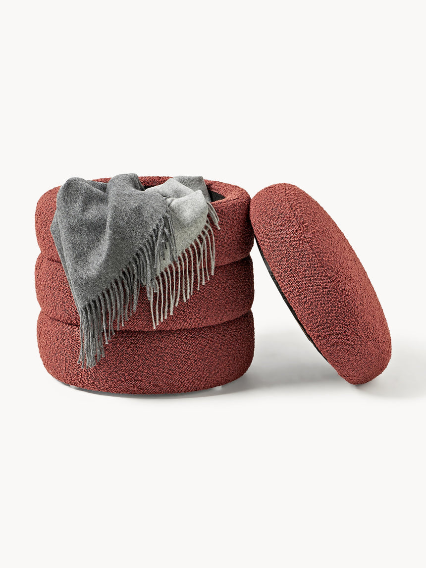 Beko Silindir Sandık Puf Şarap Kırmızısı Bukle