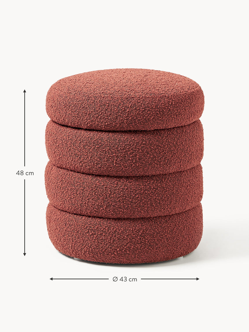 Beko Silindir Sandık Puf Şarap Kırmızısı Bukle