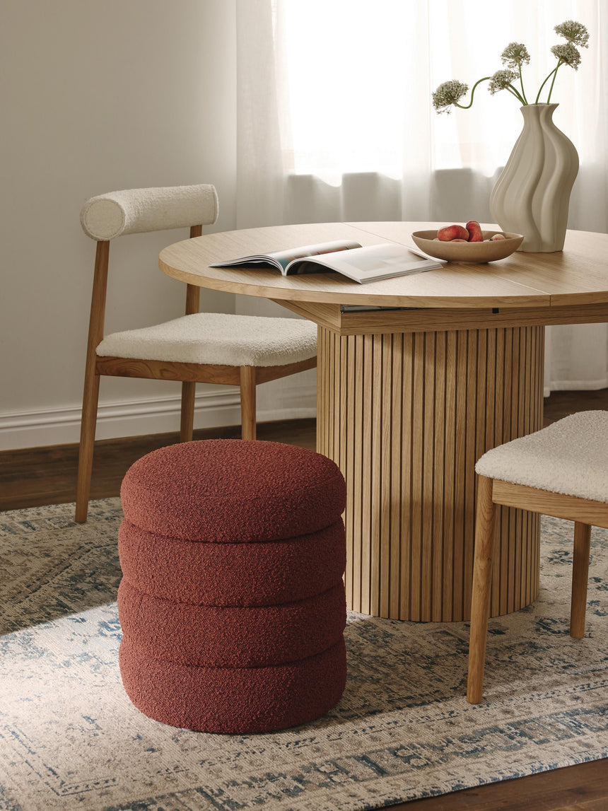 Beko Silindir Sandık Puf Şarap Kırmızısı Bukle