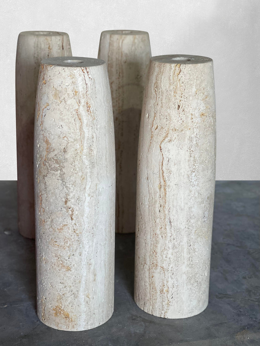 Bellini Heykelsi Ayaklı Dikdörtgen Traverten Mermer Yemek Masası