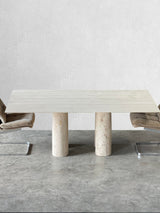 Bellini Heykelsi Ayaklı Dikdörtgen Traverten Mermer Yemek Masası