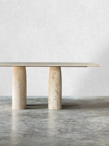 Bellini Heykelsi Ayaklı Dikdörtgen Traverten Mermer Yemek Masası