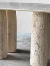 Bellini Heykelsi Ayaklı Dikdörtgen Traverten Mermer Yemek Masası