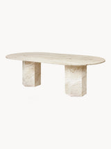 Bin Oval Traverten Mermer Yemek Masası