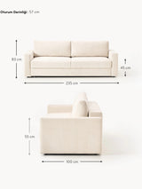 Bohem Yataklı Üçlü Koltuk Kırık Beyaz Dokuma Kadife