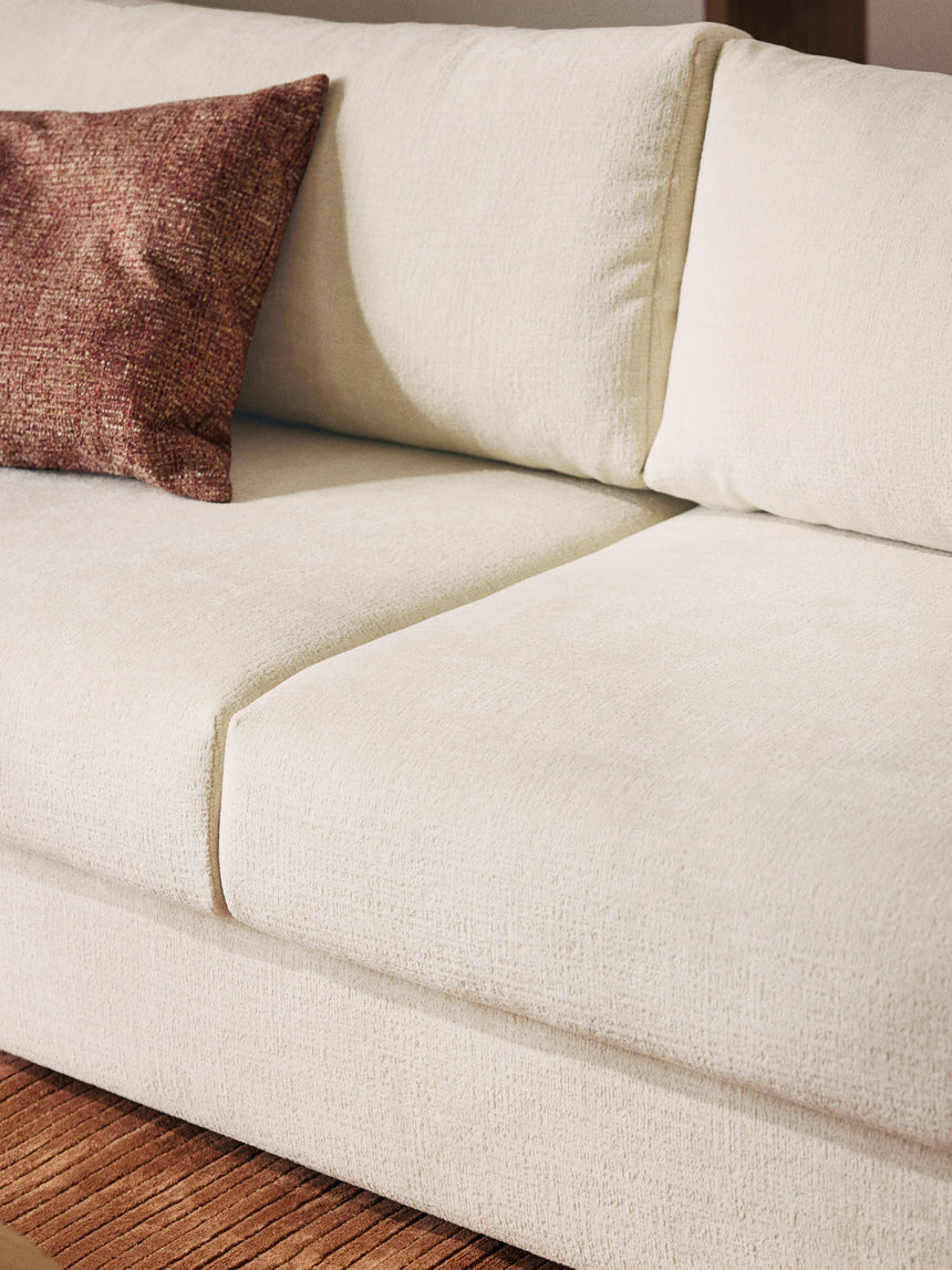 Bohem Yataklı Üçlü Koltuk Kırık Beyaz Dokuma Kadife