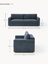 Bohem Yataklı Üçlü Koltuk Koyu Mavi Dokuma Kadife