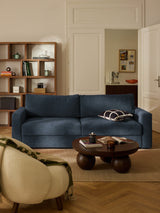 Bohem Yataklı Üçlü Koltuk Koyu Mavi Dokuma Kadife