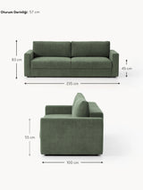 Bohem Yataklı Üçlü Koltuk Koyu Yeşil Dokuma Kadife