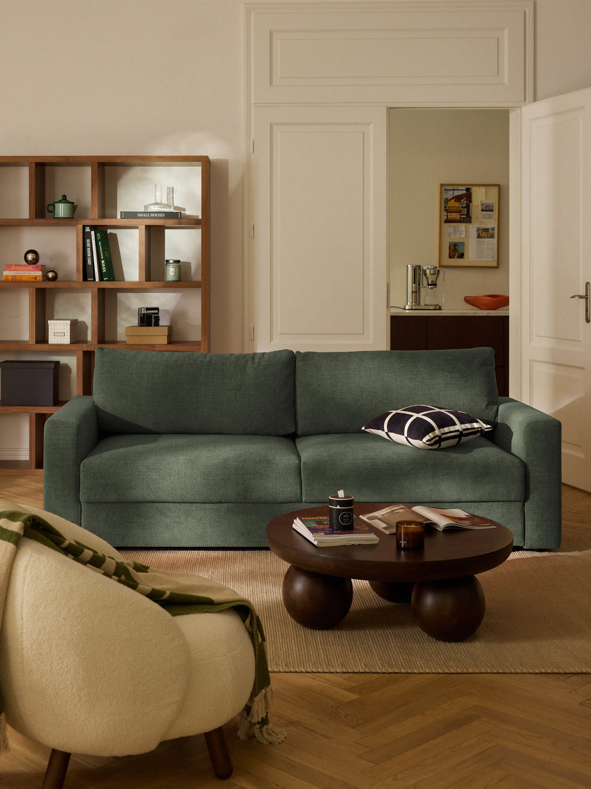 Bohem Yataklı Üçlü Koltuk Koyu Yeşil Dokuma Kadife