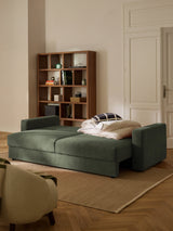 Bohem Yataklı Üçlü Koltuk Koyu Yeşil Dokuma Kadife