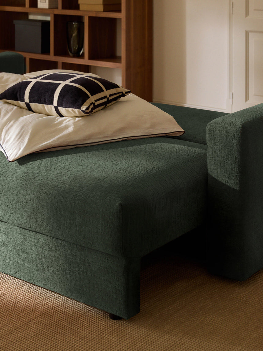 Bohem Yataklı Üçlü Koltuk Koyu Yeşil Dokuma Kadife