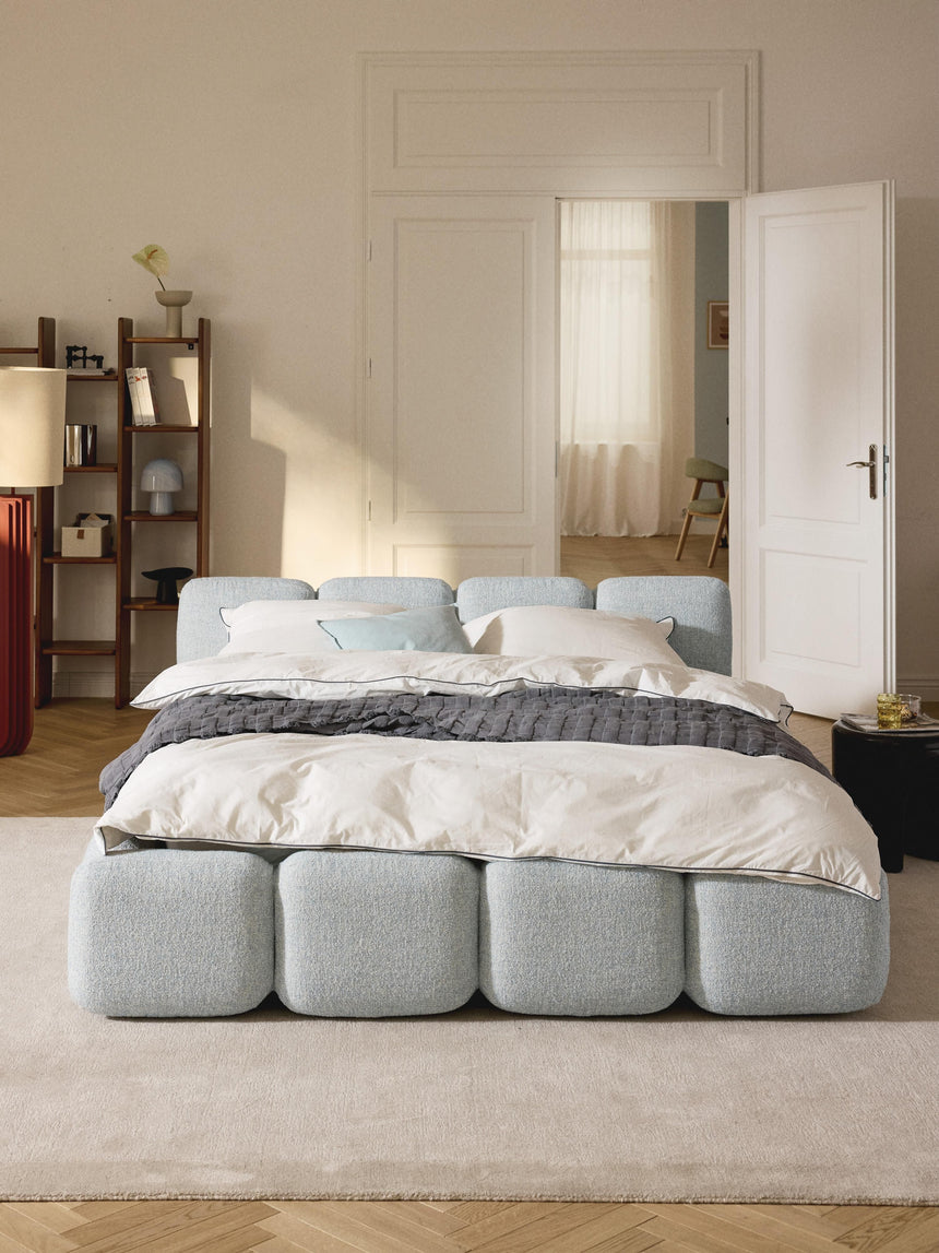 Bom Çift Kişilik Karyola Açık Mavi Bukle