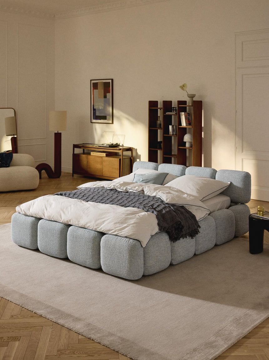 Bom Çift Kişilik Karyola Açık Mavi Bukle