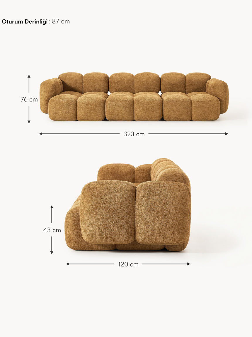 Bom Dörtlü Koltuk Hardal Teddy