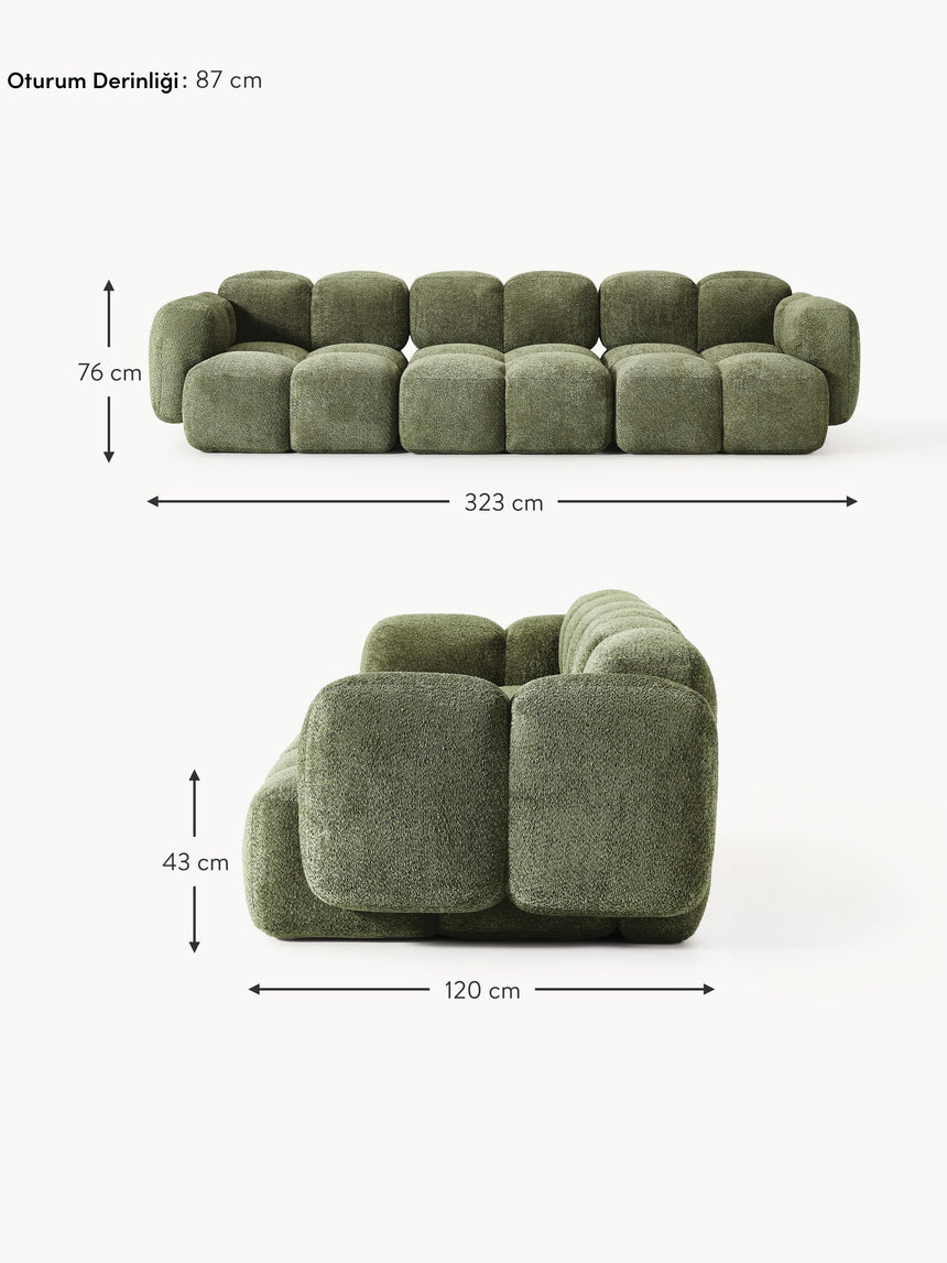 Bom Dörtlü Koltuk Yeşil Teddy