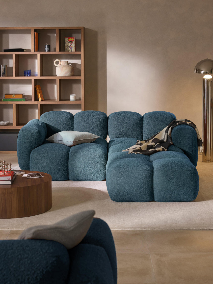 Bom Köşe Koltuk Gri Mavi Bukle