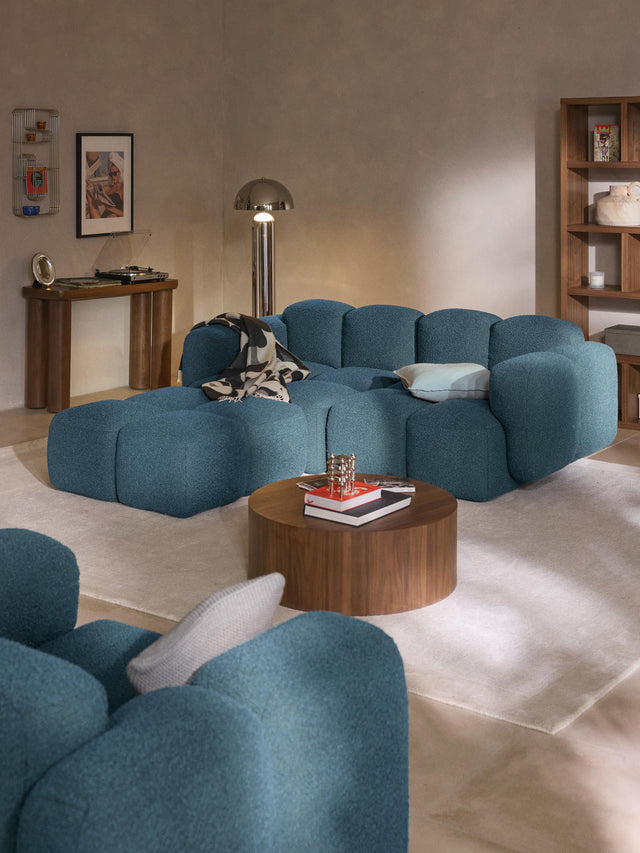 Bom Köşe Koltuk Gri Mavi Bukle