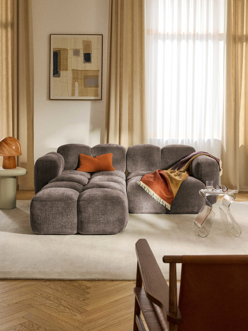 Bom Köşe Koltuk Kahve Dokuma Kadife