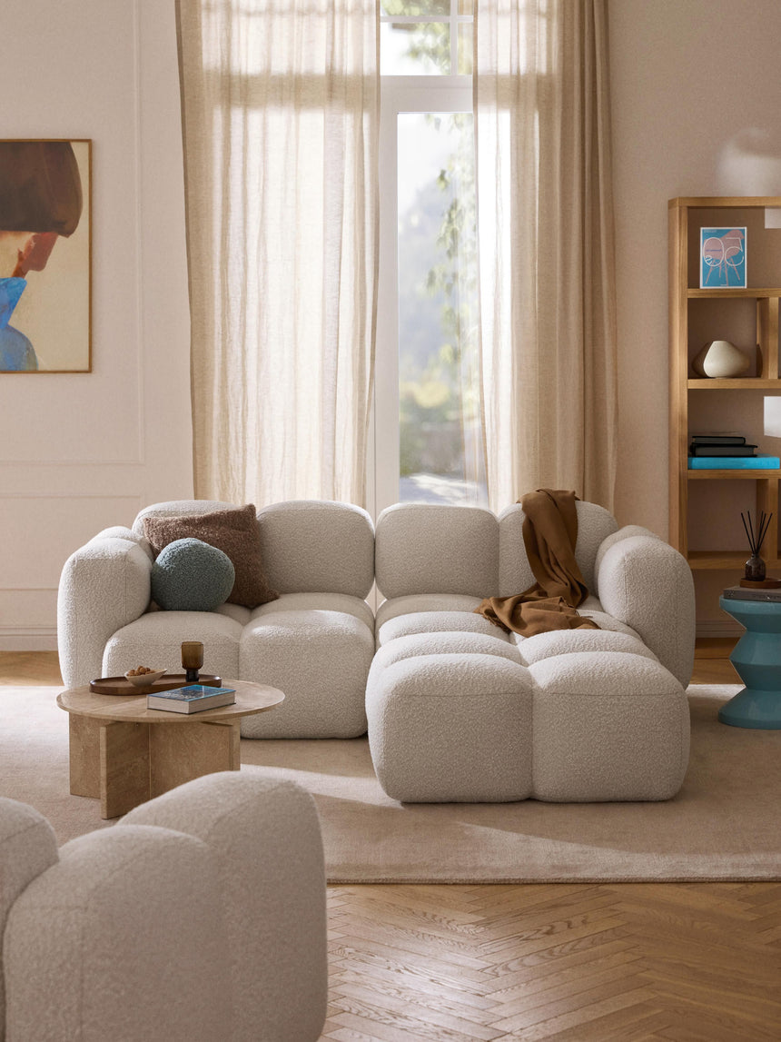 Bom Köşe Koltuk Kırık Beyaz Bukle