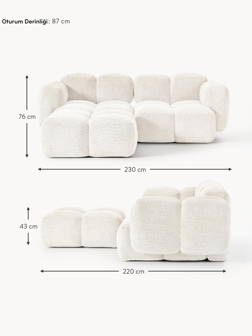 Bom Köşe Koltuk Kırık Beyaz Teddy