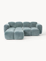 Bom Köşe Koltuk Mavi Dokuma Kadife