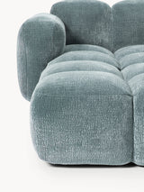 Bom Köşe Koltuk Mavi Dokuma Kadife