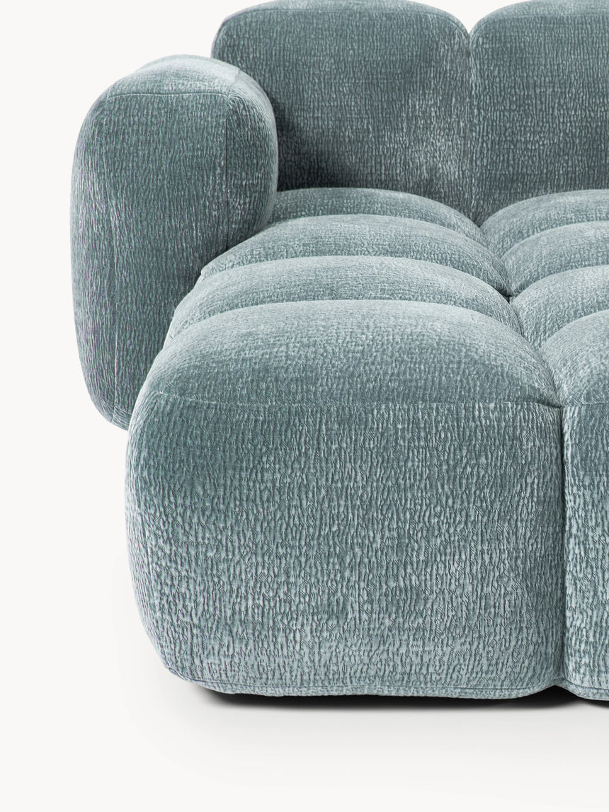 Bom Köşe Koltuk Mavi Dokuma Kadife