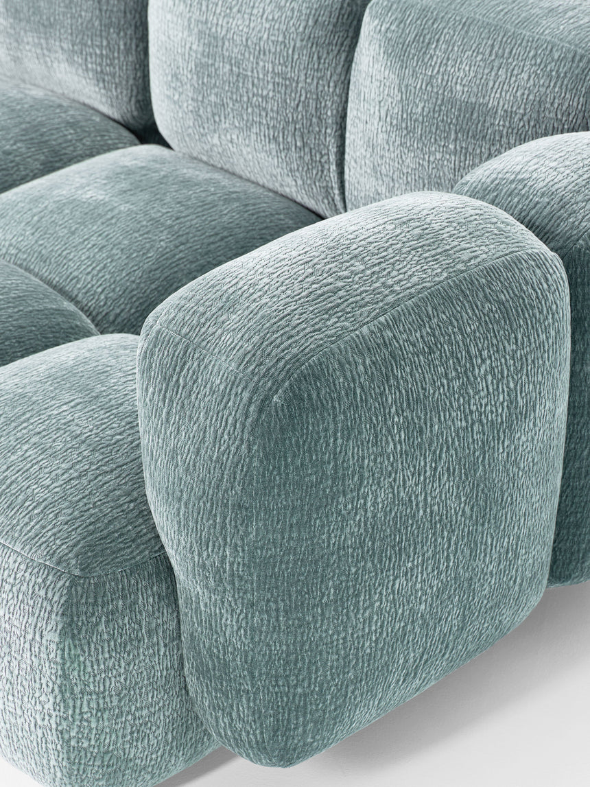 Bom Köşe Koltuk Mavi Dokuma Kadife