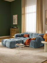 Bom Köşe Koltuk Mavi Dokuma Kadife