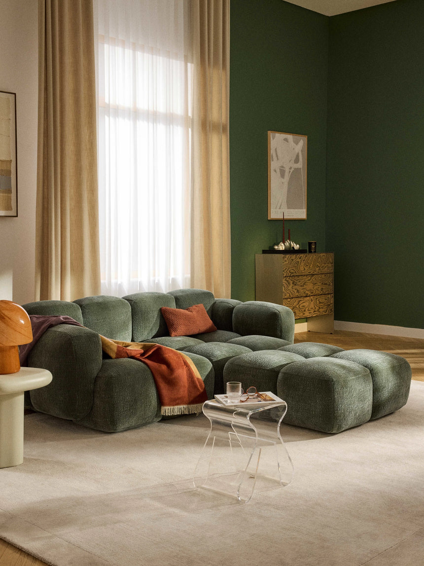 Bom Köşe Koltuk Yeşil Dokuma Kadife