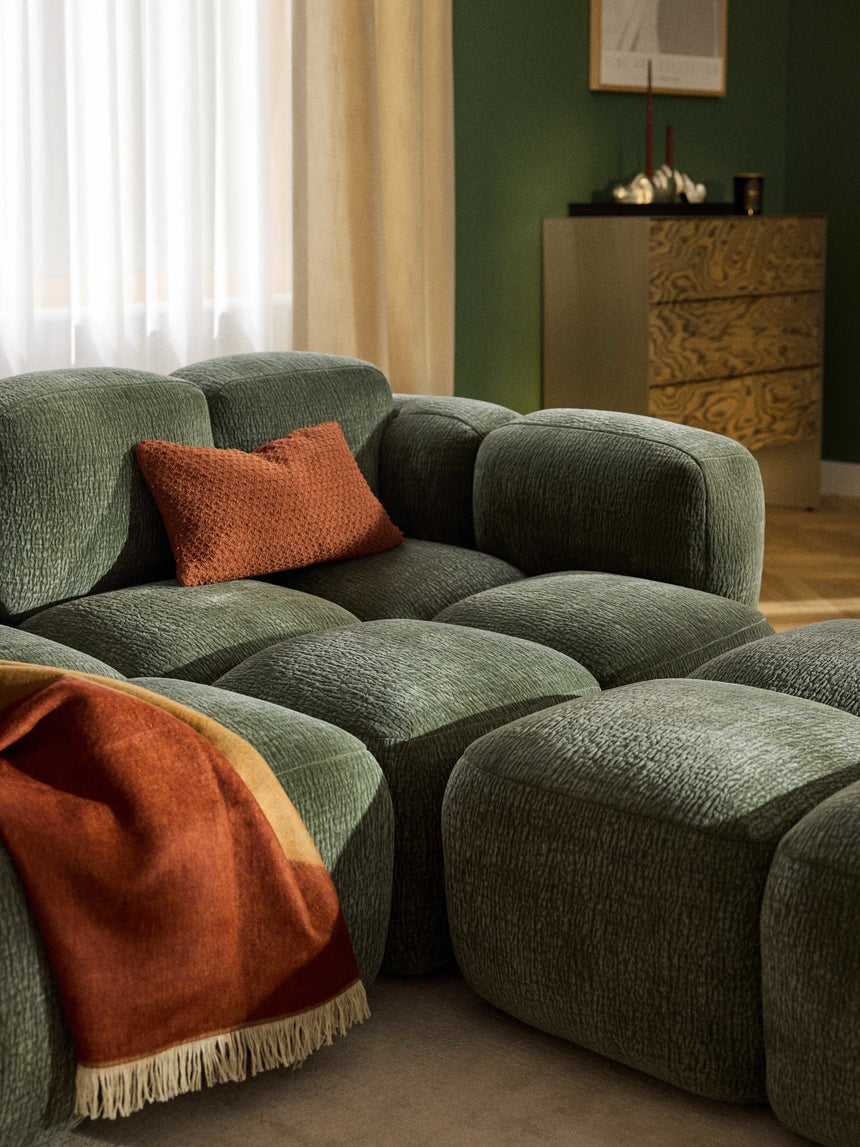 Bom Köşe Koltuk Yeşil Dokuma Kadife