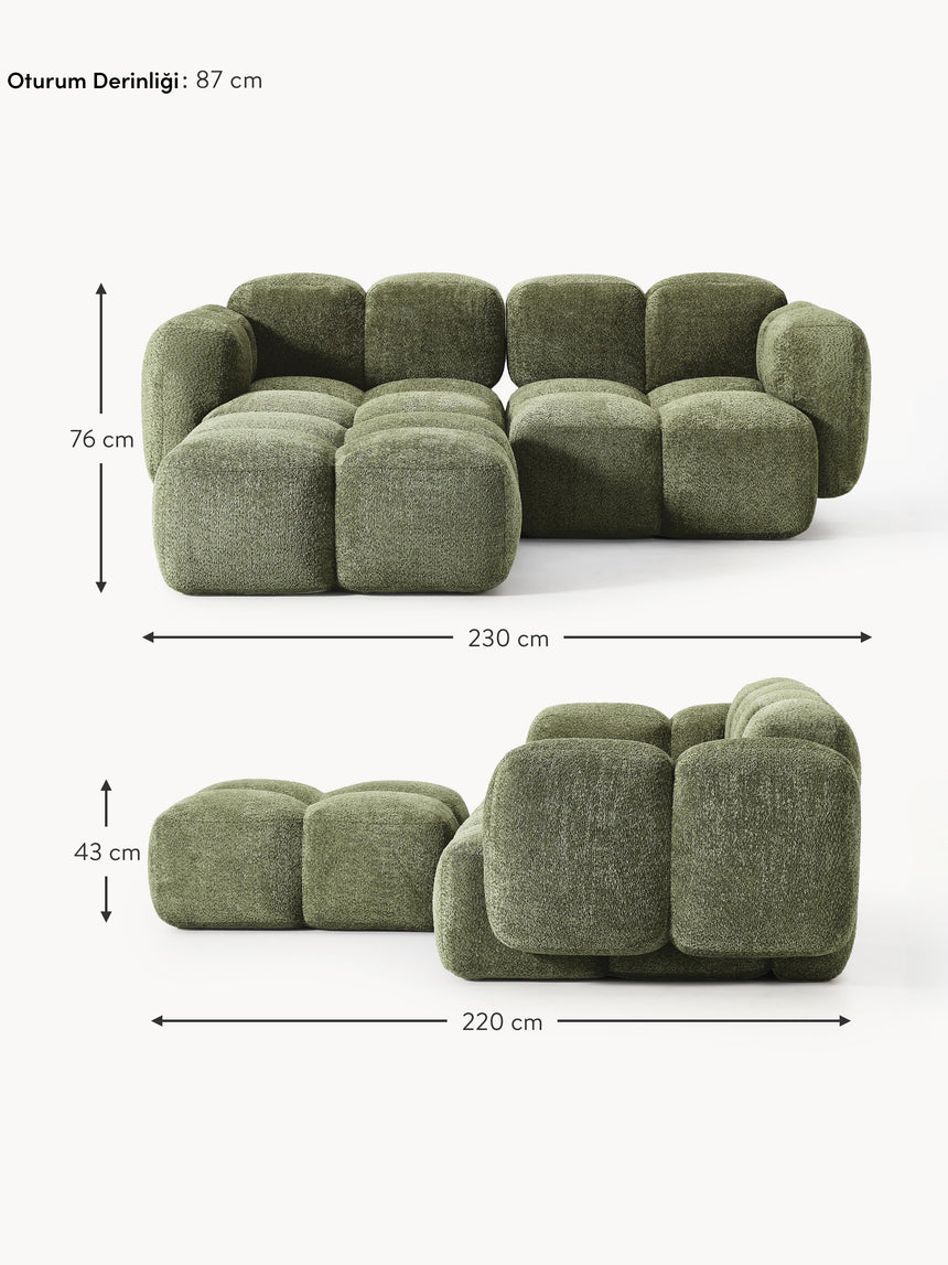 Bom Köşe Koltuk Yeşil Teddy