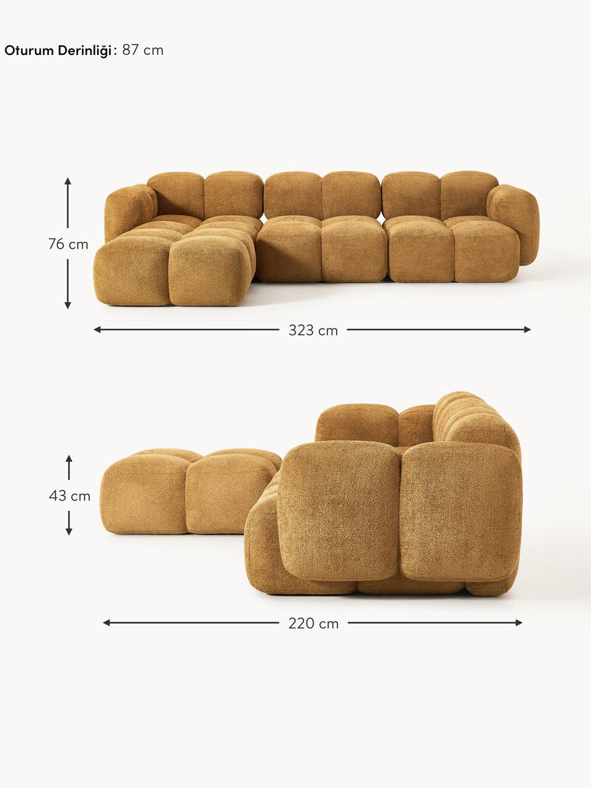 Bom Plus Köşe Koltuk Hardal Teddy