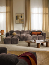 Bom Plus Köşe Koltuk Kahve Dokuma Kadife