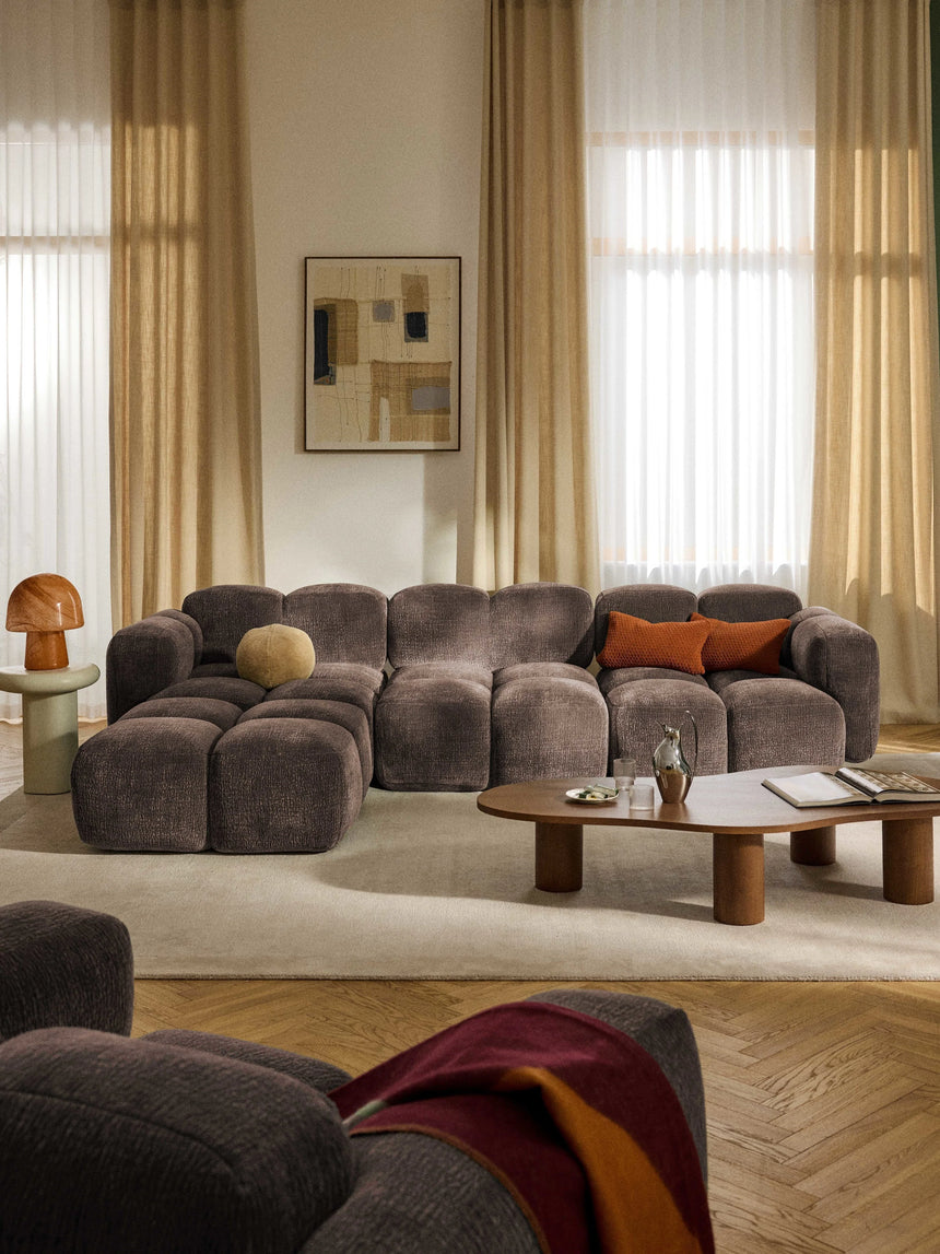 Bom Plus Köşe Koltuk Kahve Dokuma Kadife