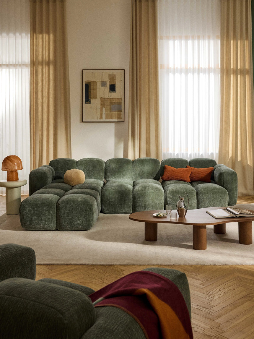 Bom Plus Köşe Koltuk Yeşil Dokuma Kadife