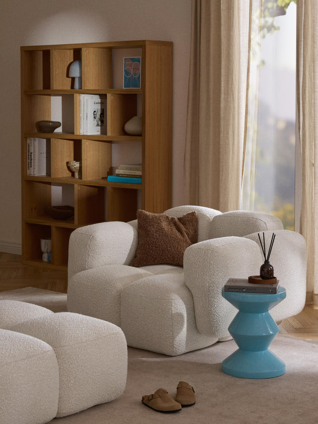 Bom Tekli Koltuk Kırık Beyaz Bukle