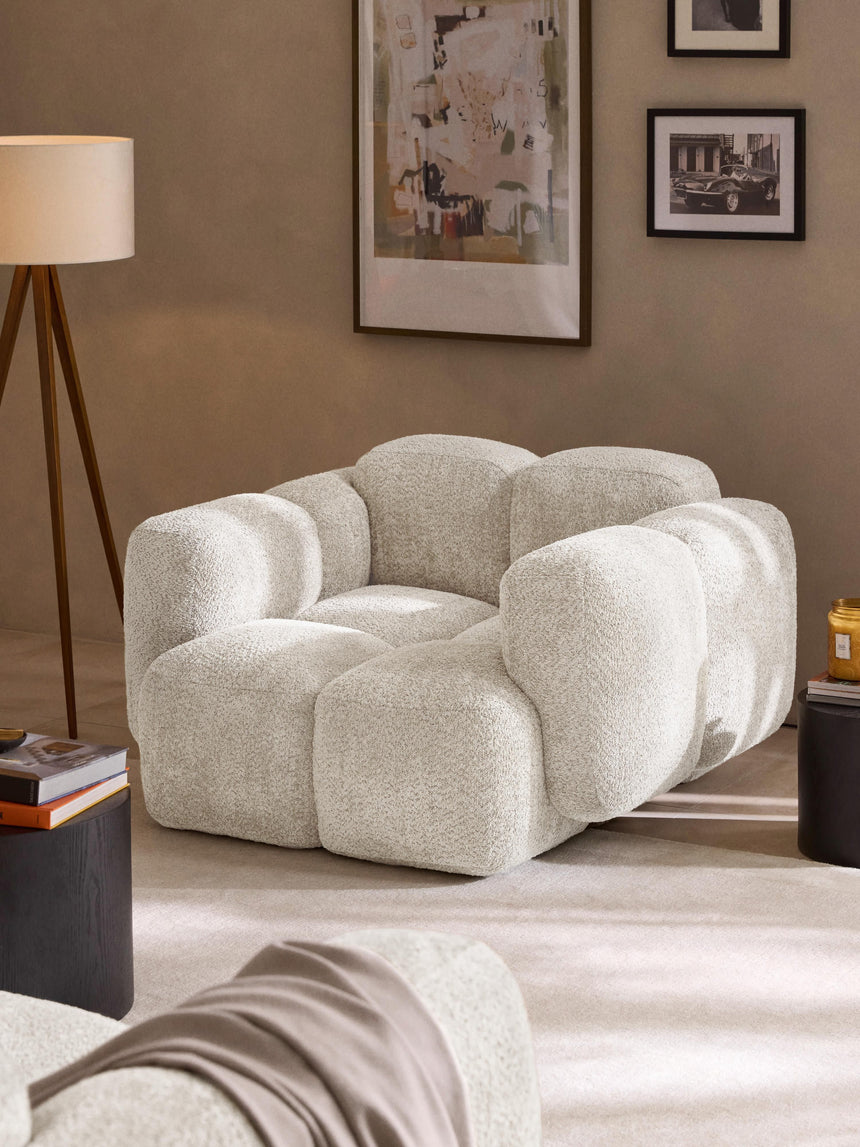 Bom Tekli Koltuk Kırık Beyaz Teddy