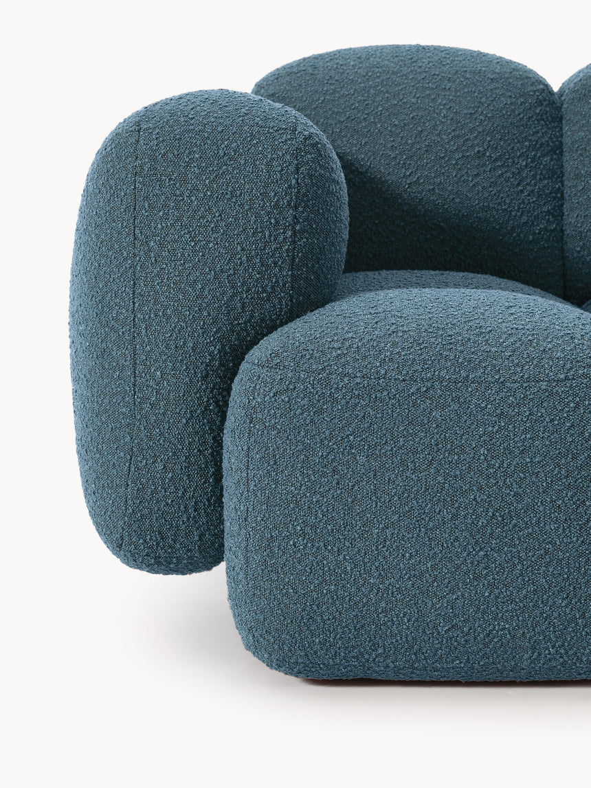 Bom Üçlü Koltuk Gri Mavi Bukle