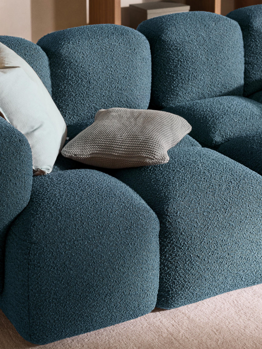 Bom Üçlü Koltuk Gri Mavi Bukle