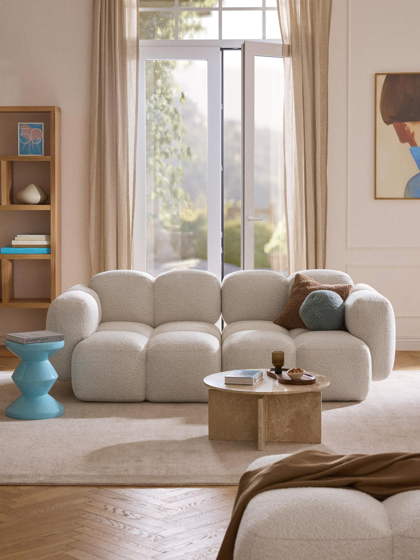 Bom Üçlü Koltuk Kırık Beyaz Bukle