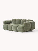 Bom Üçlü Koltuk Yeşil Dokuma Kadife