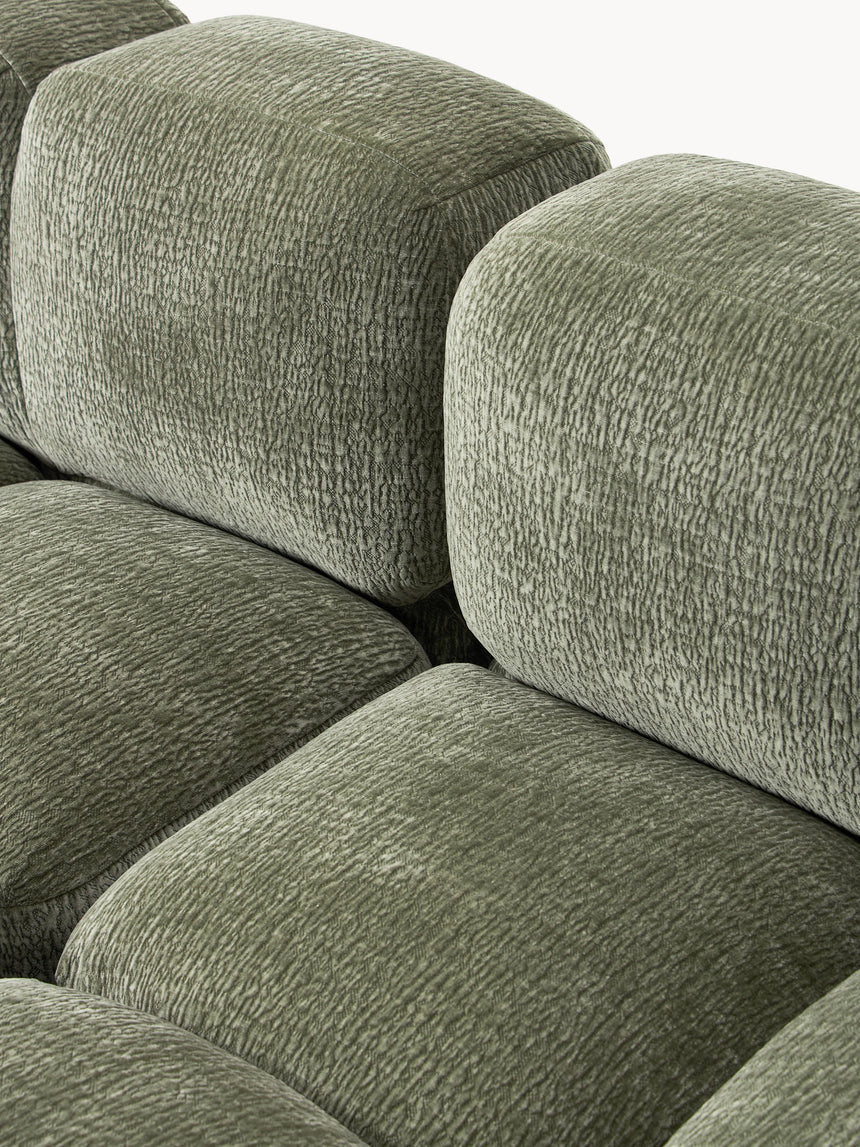 Bom Üçlü Koltuk Yeşil Dokuma Kadife