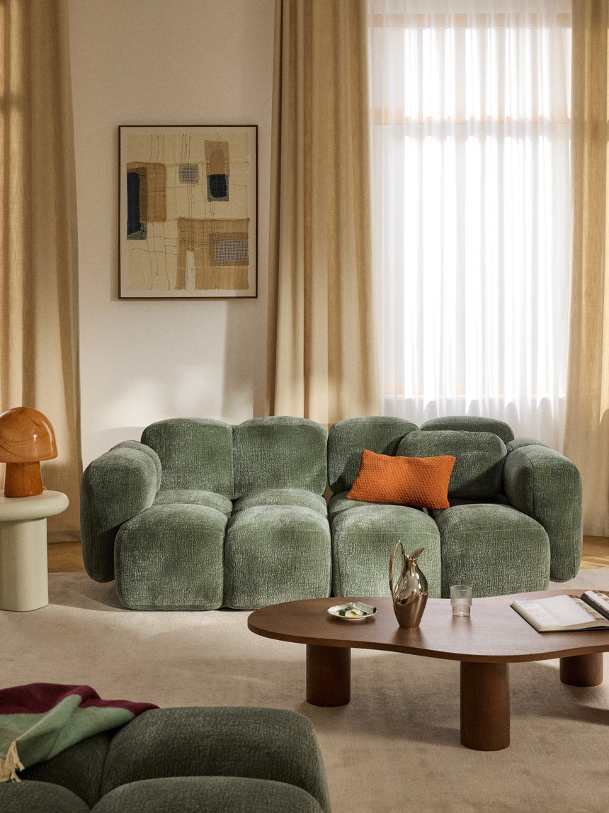 Bom Üçlü Koltuk Yeşil Dokuma Kadife